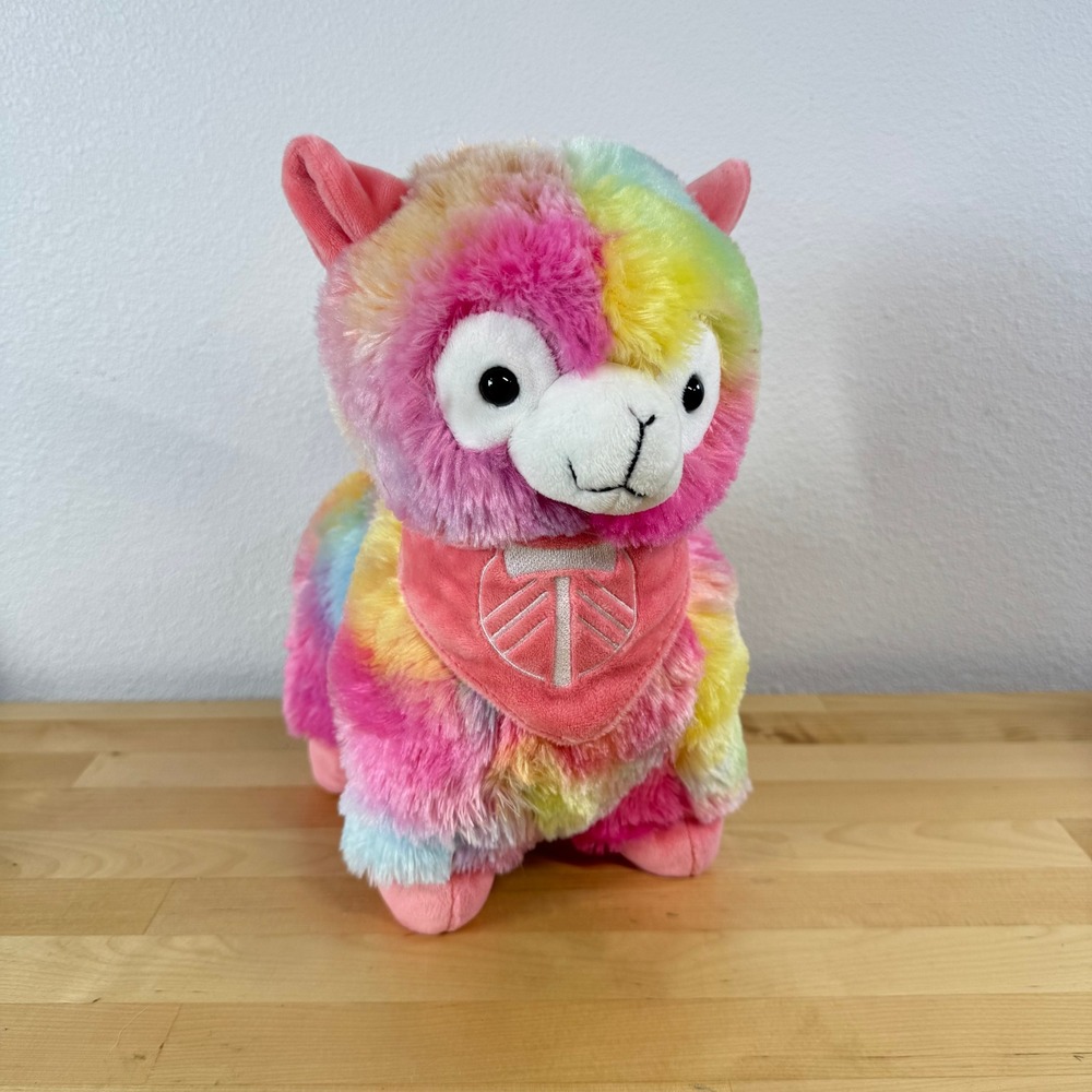 MLS Portland Timbers FOCO Rainbow Tie Dye Llama Plush Stuffed Animal Bandana